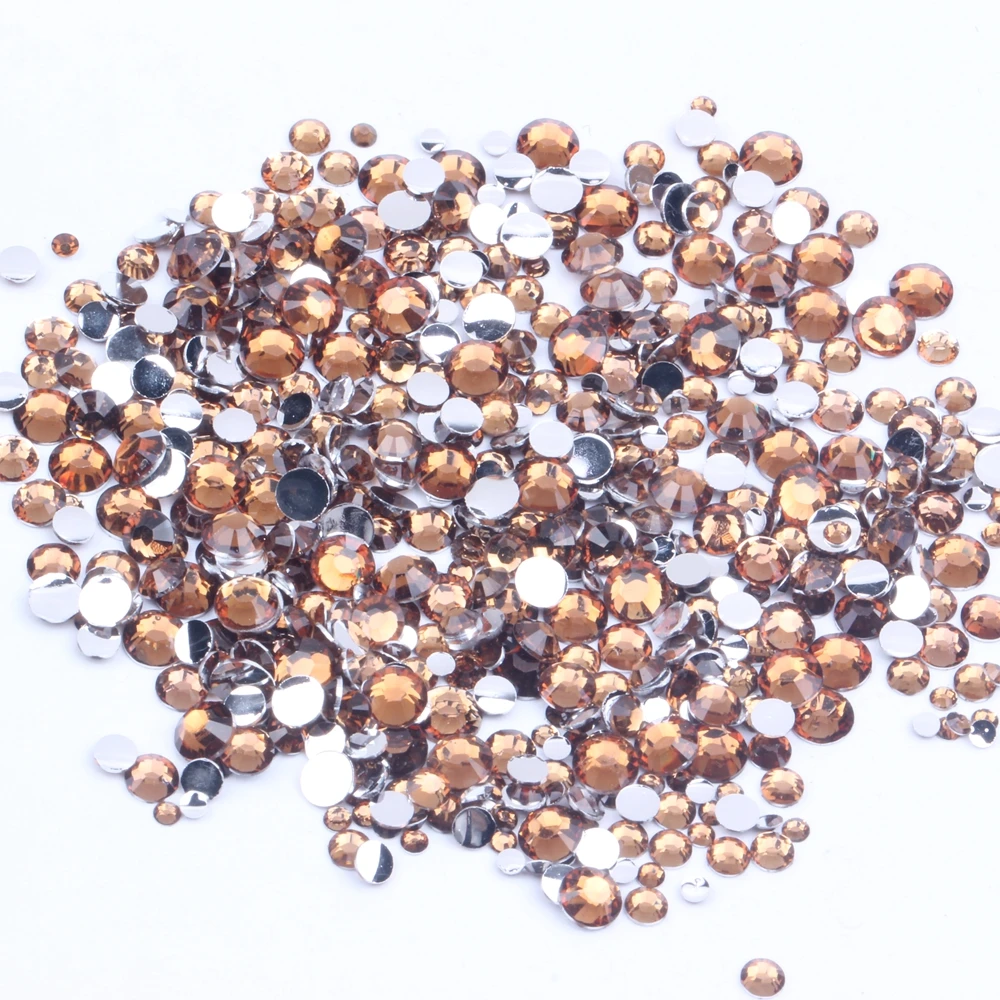 New Coffee Glue On Resin Rhinestones 2-6mm Round Flatback Non Hotfix Stones DIY 3D Nails Art Phone Cases Decoration