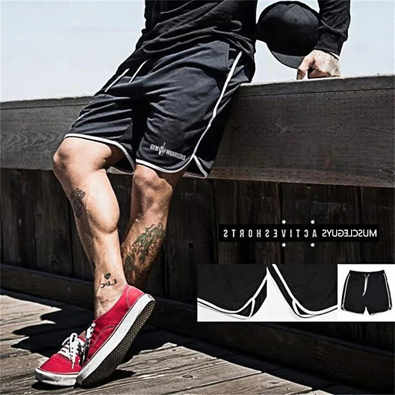 Summer Brand Mesh Quick Dry Fitness Shorts Men Gym Knee Length Bodybuilding Active Shorts Joggers Workout Sweat Short Pants