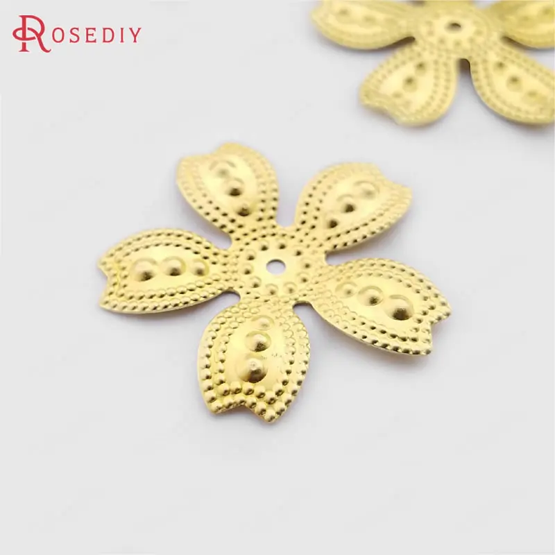 (C978)30 pieces 25mm Not plated color Brass Flower Decorative Spacer Diy Jewelry Findings Accessories Wholesale