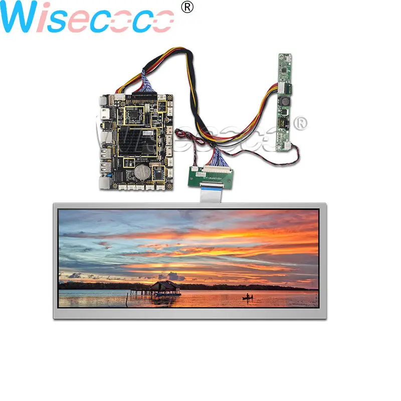 Wisecoco 12.3 Inch Bar Display 850nits IPS Wide Screen LVDS 50pins MIPI DSI USB WIFI BT Android System Driver Board Controller