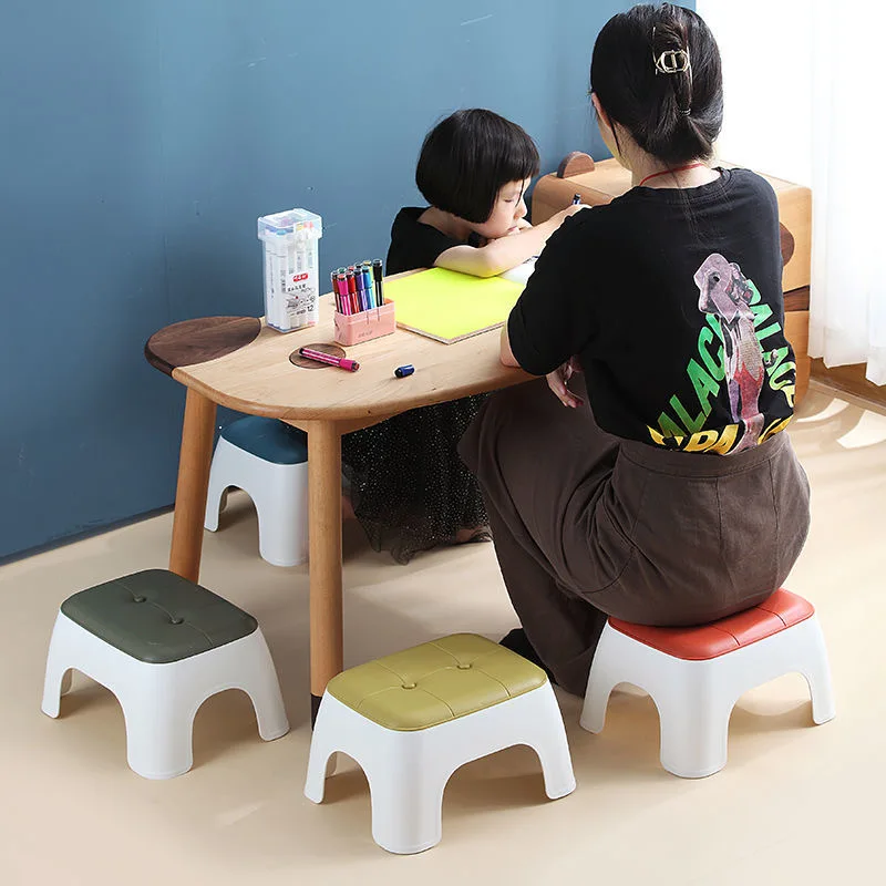 

30x23x19cm Minimalist Modern Plastic Home Stool Ottoman Thicken Durable Non-slip Living Room Sofa Stepstool Kids Furniture