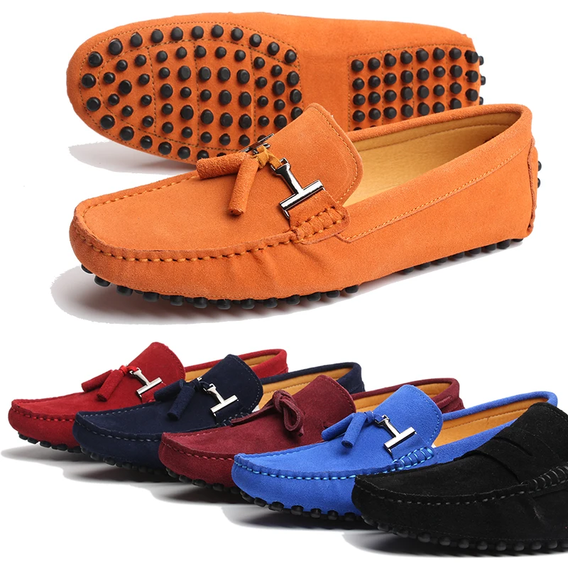 2024 New Summer Suede Leather Men Loafers Shoes Fashion Casual Slip on Walking Shoes Men 12 Color Soft Driving Shoes Moccasins