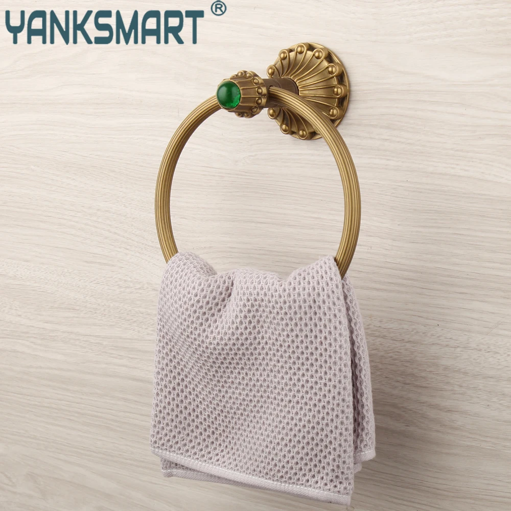 

Круглый настенный держатель для полотенец YANKSMART из античной латуни