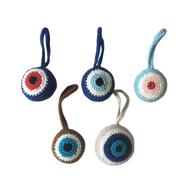 

Evil Eye Key Chain Pendant Decoration Crochet Cute Evil Eye Hanging Drop For Bag Ornament For Christmas Nice New Year Gifts