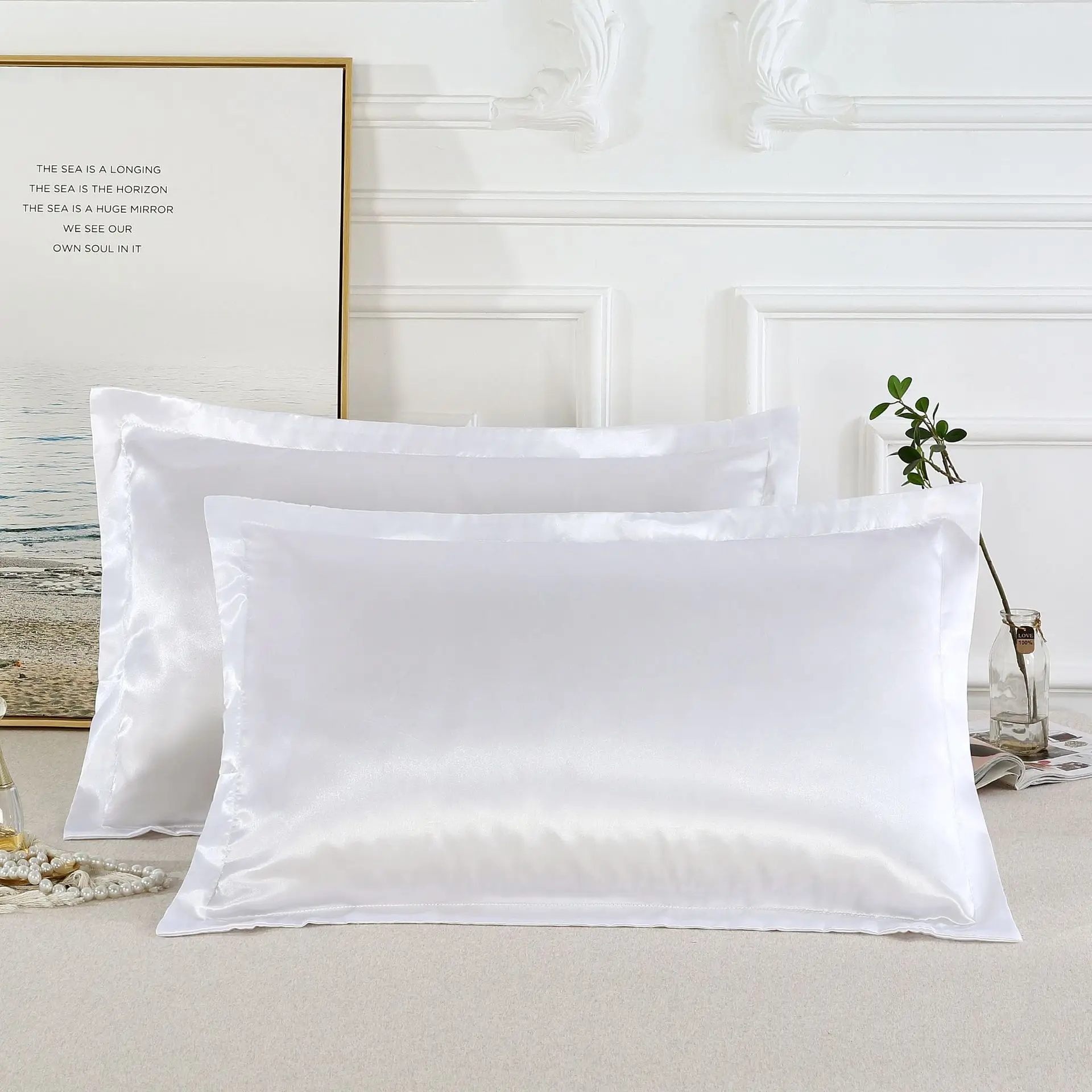 

50x70cm Pure Emulation Silk Pillowcase Comfortable Soft Imitated Silk Satin Pillow Case Cover for Bed Throw Pillow No Zipper