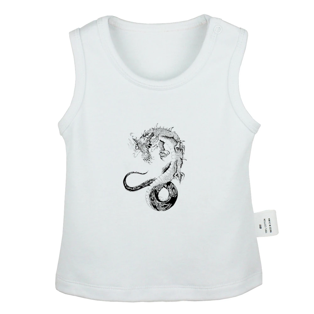 Butterfly Properties Find Your Happiness Chinese Dragon Totem Newborn Baby Tank Tops Toddler Vest Sleeveless Infant Clothes