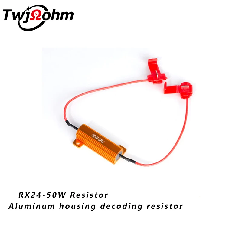 2Pcs RX24 Automotive LED Brake Turn Fog Lamp Anti Strobe Decoder RX2450W12V6R8R Ohm 100W24 Ohm Gold Aluminum Housing Resistance