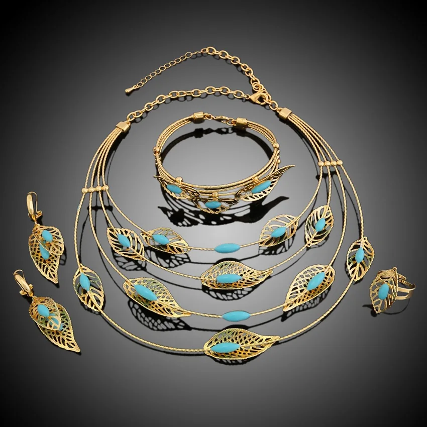 New 24K Gold Plated Sunflower Jewelry Set Luxury Exaggerated Brazilian Gold Woman Wedding Jewelry Accessories Wholesale Price