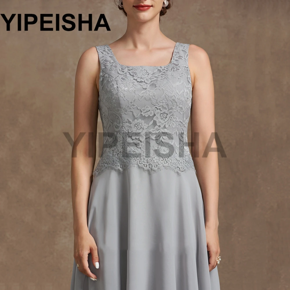 Chiffon A-Line Spitze Appliques Mutter Der Braut Kleid Mit Jacke Tee-Länge Hochzeit Gast Kleid robe de soirée de mariage