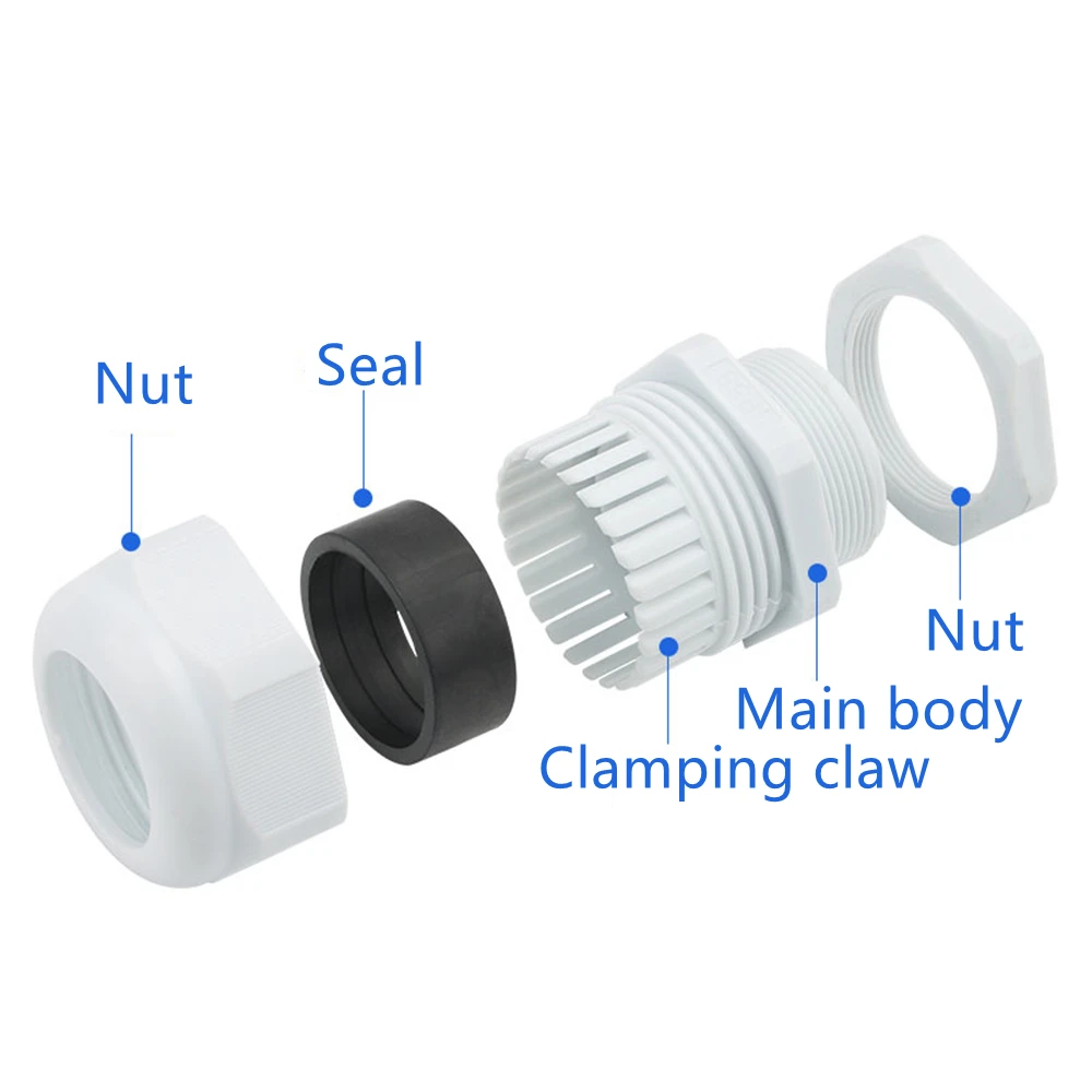 

Waterproof Cable Gland Plastic Cable Entry IP68 PG7 For 3-6.5mm PG9 PG11 PG13.5 PG16 PG19/21 White Black Nylon Plastic Connector