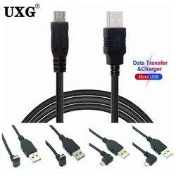 5M 3M 90 stopni w górę lewego prawego kątowego USB Micro USB męski na USB męski dane szybkie złącze ładowania krótki kabel przewód 25CM-5M