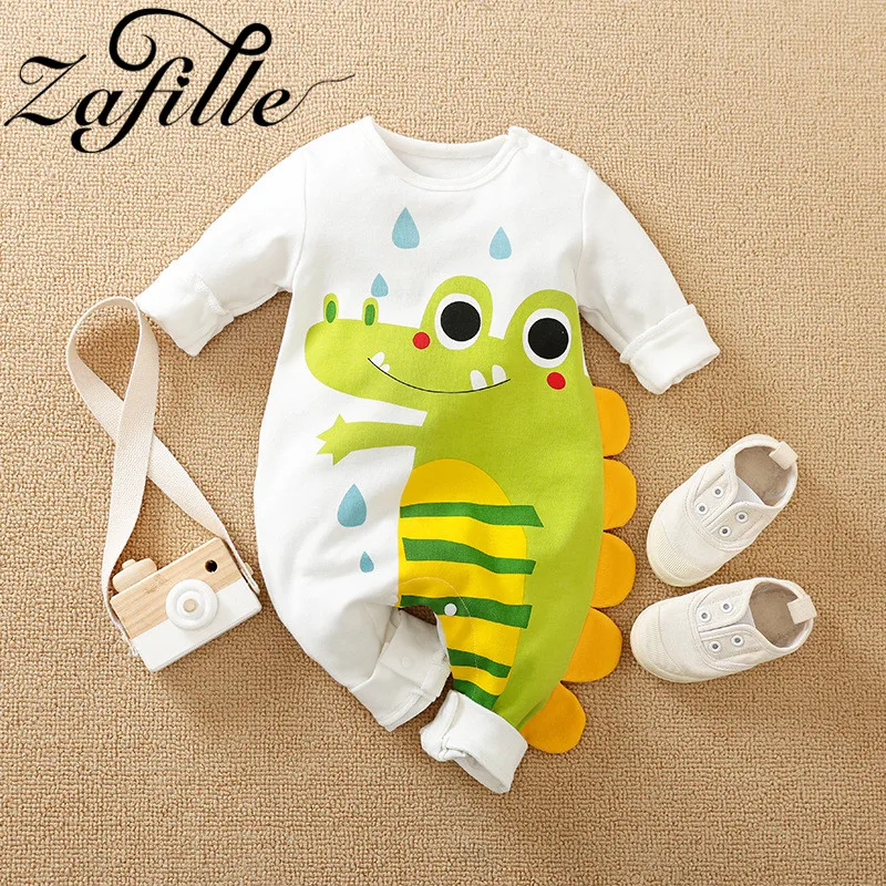 

ZAFILLE Cute Baby Clothes Autumn Boy Sleepwear For Newborns Casual Baby Romper Cartoon Dinosaur Jumpsuit For Kids Girl Overalls