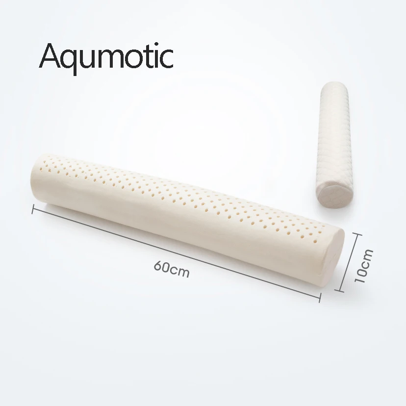 Aqumotic Latex Long Round Pillow with Pillowcase 60cm Repair Cervical Pillow Neck Nursing Comfortable Soft Home Bed Tool