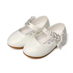 1 2 3 4 5 6 7T Baby Girls Leather Shoes Flower Kids Princess Shoes Girls Cocktail Party Shoes For Baby Girls Wedding Dress Shoes