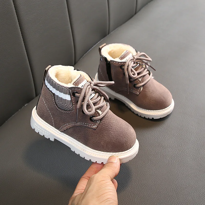 Children Casual Shoes Autumn Winter Snow Boots Boys Shoes Fashion Leather Soft Antislip Girls Boots 21-30 Sport Running Shoes