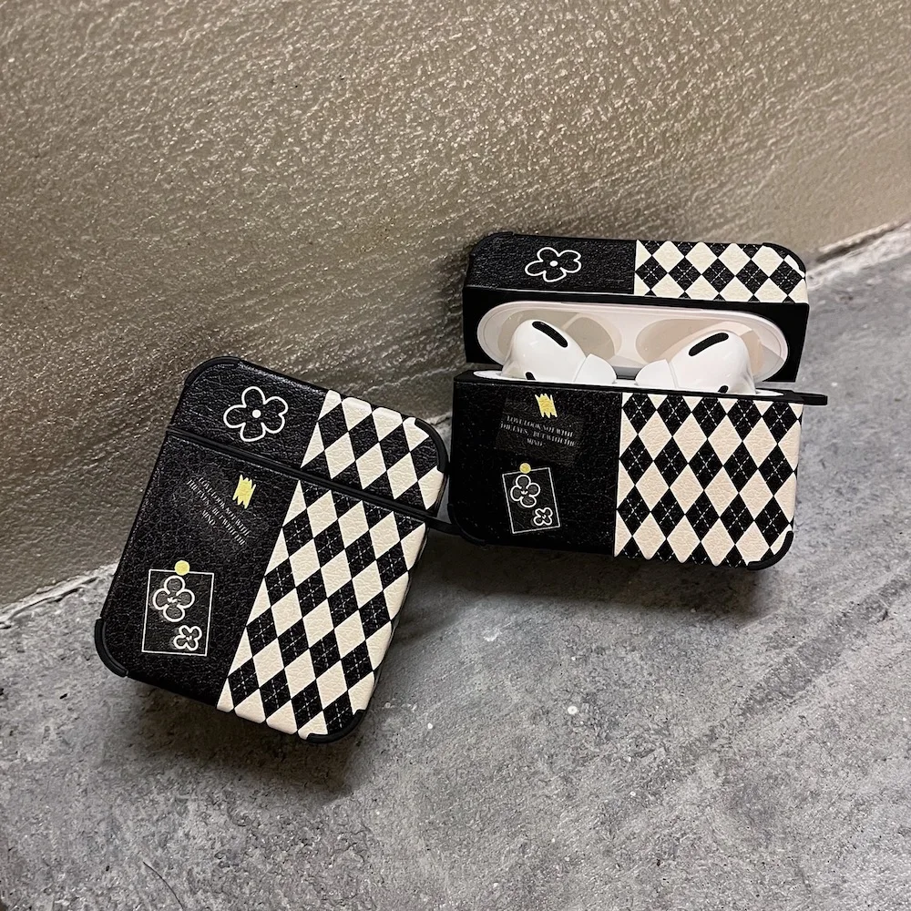 Funda de cuero con etiqueta de flores para auriculares Airpods 1, 2 Pro, 3. ª, bonita funda con gancho para auriculares Bluetooth