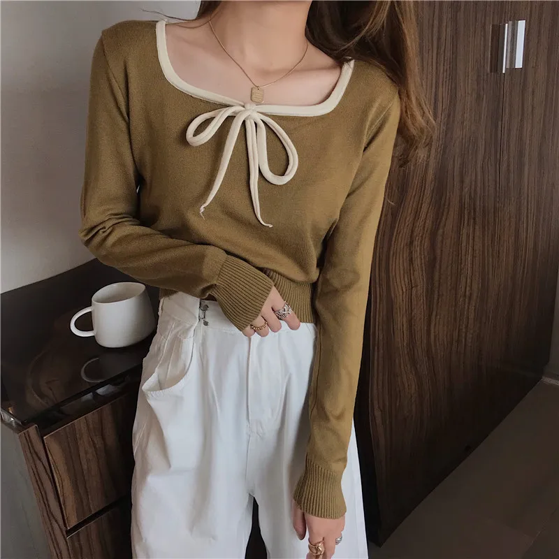 Knitwear Women Autumn Winter Black Tight-fitting Slim Long-sleeved Sweater Top 2022 New Slim Style Outer Wear Bottoming Shirt