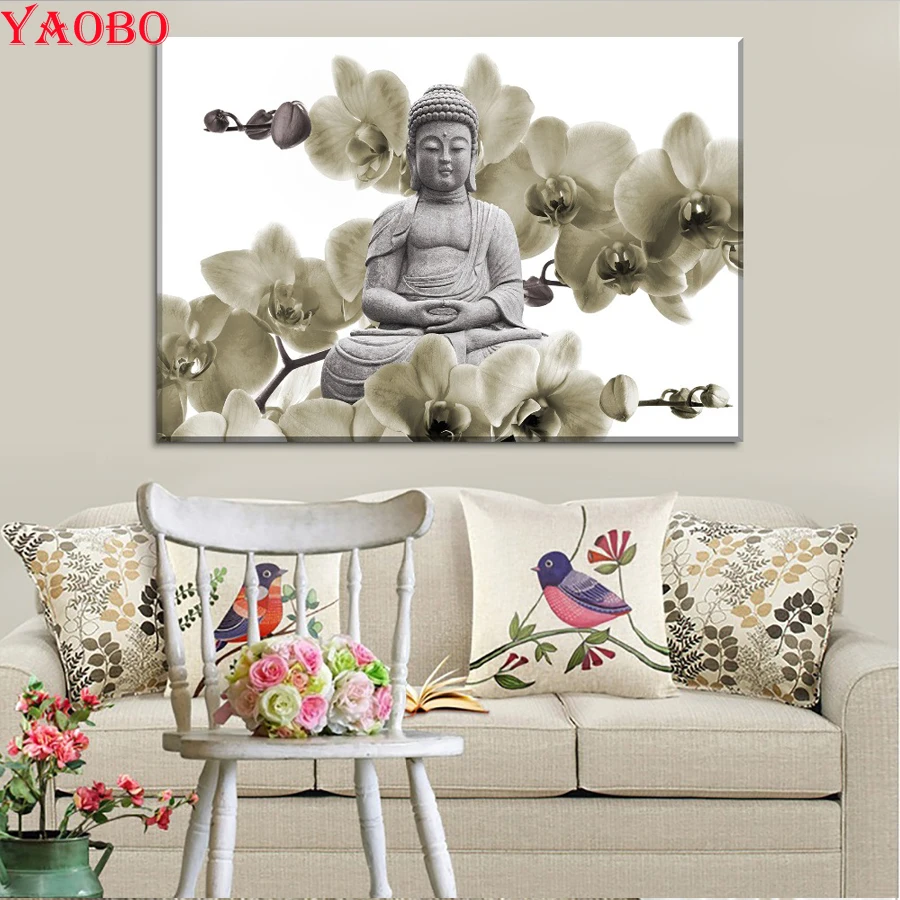 5D Diamond Embroidery Orchids Buddhist Meditation Rhinestone painting DIY Diamond Painting Mosaic CrossStitch Home Decoration