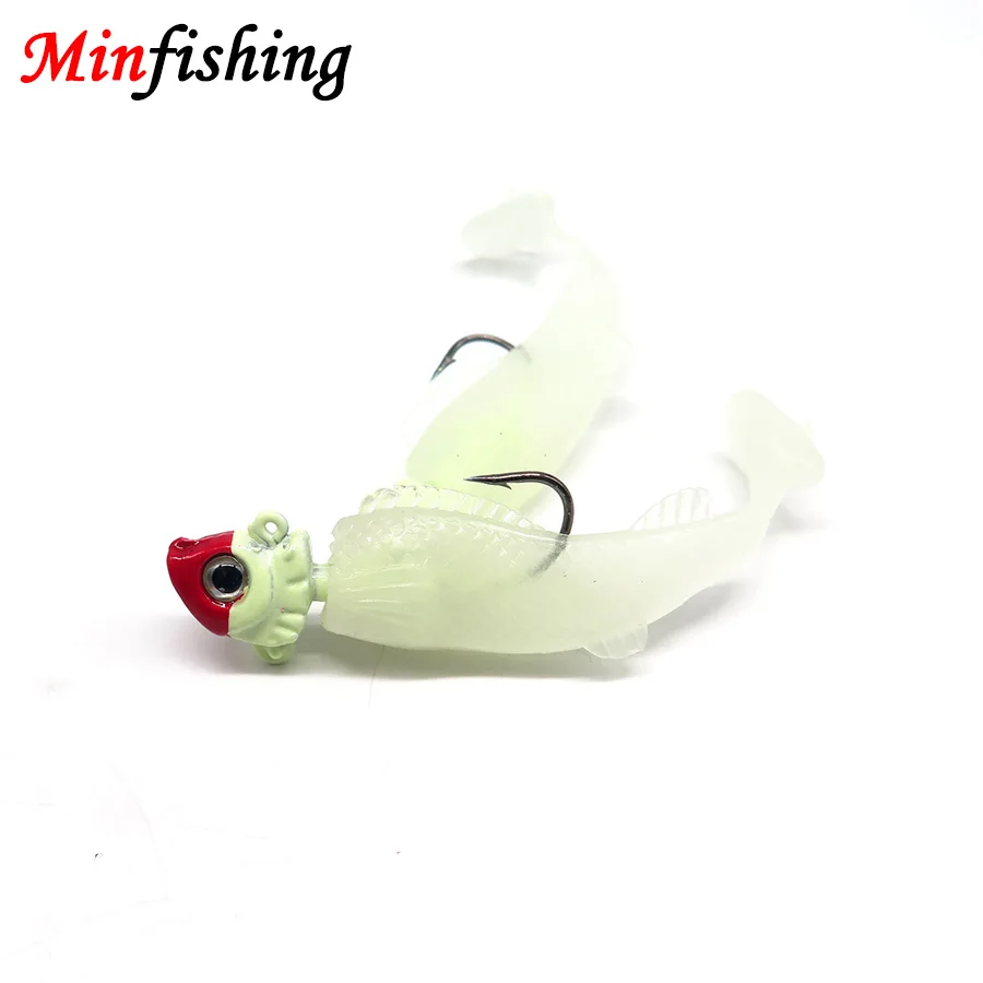 3 PCS/Lot Jig Head Luminous Soft Wobber Lure Metal Fishing Bait Weight 4g/8.5g/16g