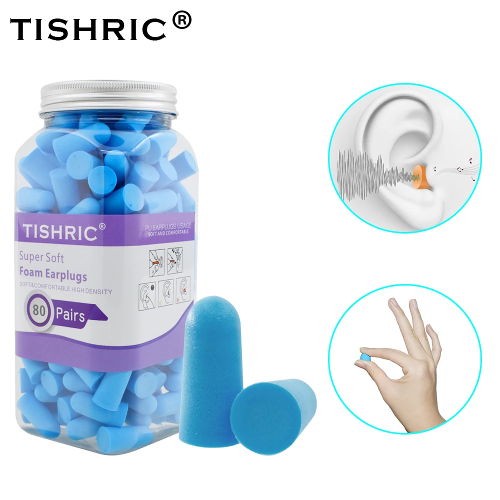 10/60/120/160 Pcs tappi per le orecchie in TISHRIC tappi per le orecchie per dormire tappi per le orecchie in spugna PU tasso di riduzione del rumore 35.5db tappi per le orecchie antirumore per il sonno