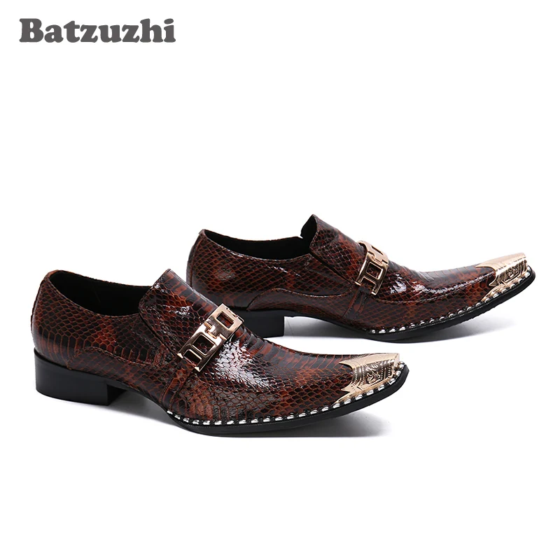 

Batzuzhi British Type Men Shoes Fashion Business Dress Shoes Men Genuine Leather Party and Wedding Chaussures Hommes, Big Sizes