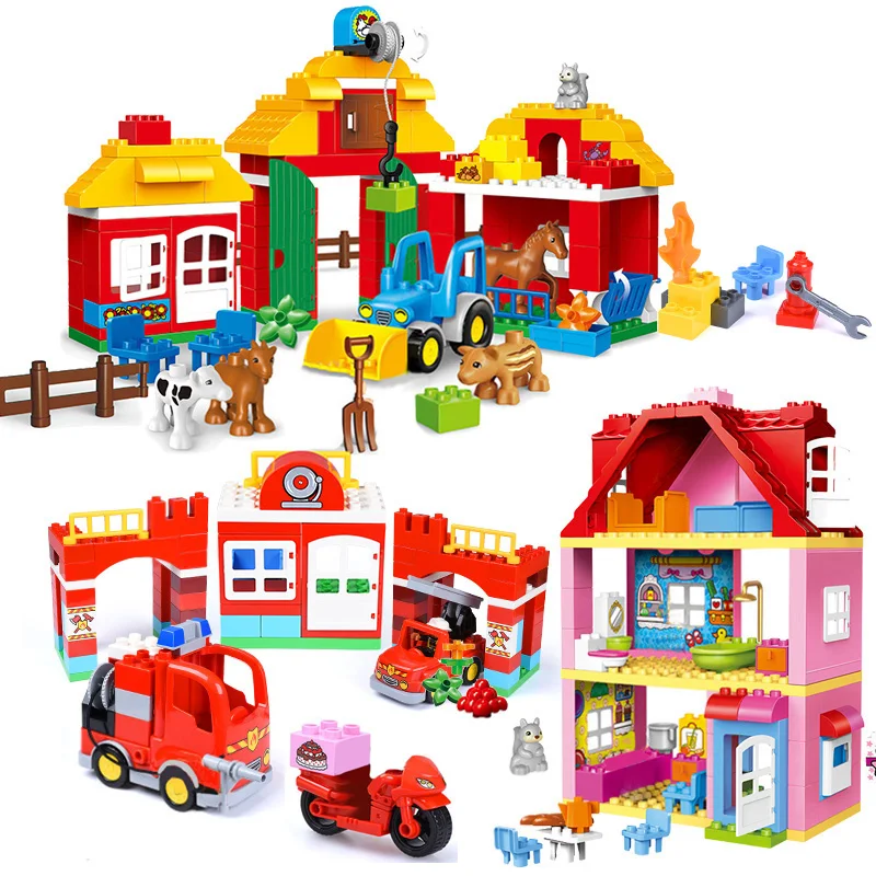 City Large Size Building Blocks Set Compatible Brand Blocks Family House Bricks Children DIY Educational Model Blocks Toys