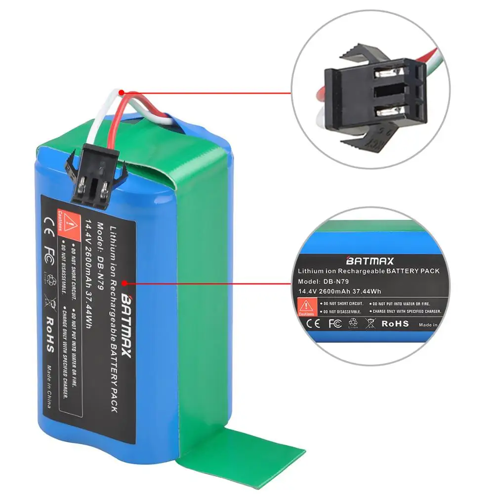 Batmax 14.4V 2600mAh Li-ion Battery for Ecovacs Deebot N79 N79S DN622, Eufy Robovac 11 11S 12 15C 15S 35C Conga Excellence 990