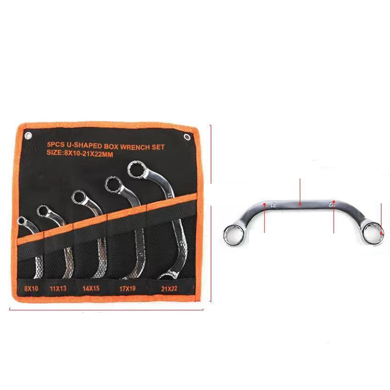 New universal 5pcs/set 8-10/11-13/14-15/17-19/21-22mm C-type torx wrench set auto repair wrench tool