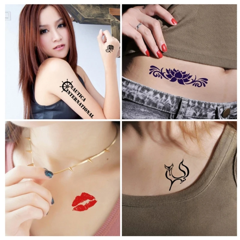 Kit de tatuagens temporárias 4 garrafas semi permanente tinta à mão livre com adesivo estênceis conjunto pasta diy tatuagens temp para crianças