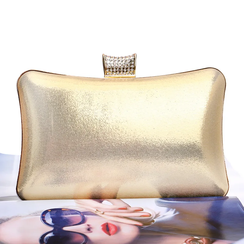 Bolso de noche dorado de lujo para mujer, cartera pequeña de día con diamantes, bolso de hombro para fiesta, boda, con diamantes de imitación