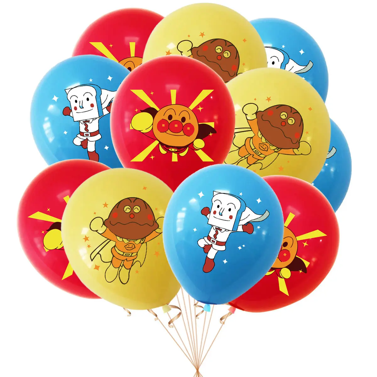 Anpanman Theme Balloons Party Supplies Cartoon Superhero Pig Birthday Banner Latex Balloon Decoration Cake Topper Kids Toys