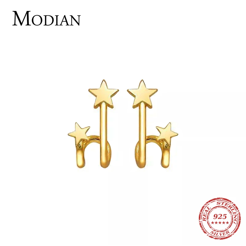 

Modian Minimalist Double Layer Star Geometric Stud Earring for Women 925 Sterling Silver Anti-Allergy Tiny Ear Pin Fine Jewelry