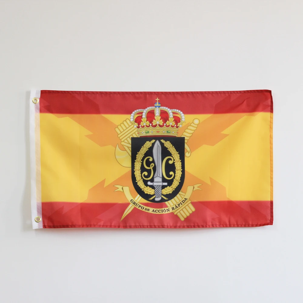 Civil Guard Burgundy Cross of Spanish Flag Crown Banner 150X90CM Banner 3x5 FT 100D Polyester Brass Grommets