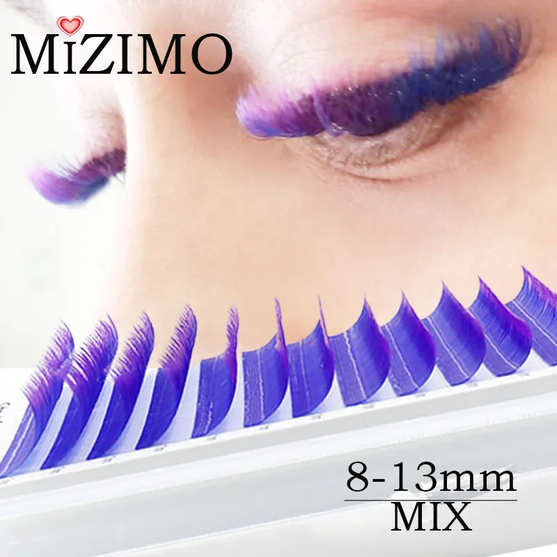 2021 New Color False Eyelashes Mixed Color Purple Tip Mixed Curvature (C/D) Natural Extension Soft Makeup Factory Wholesale.