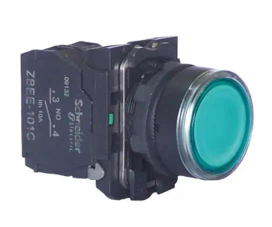 XB5AW33B1 XB5AW33B1C = ZB5AW333C + ZB5AW0B31C Green flush integral led 1NO 24VAC illuminated pushbutton with smooth lens