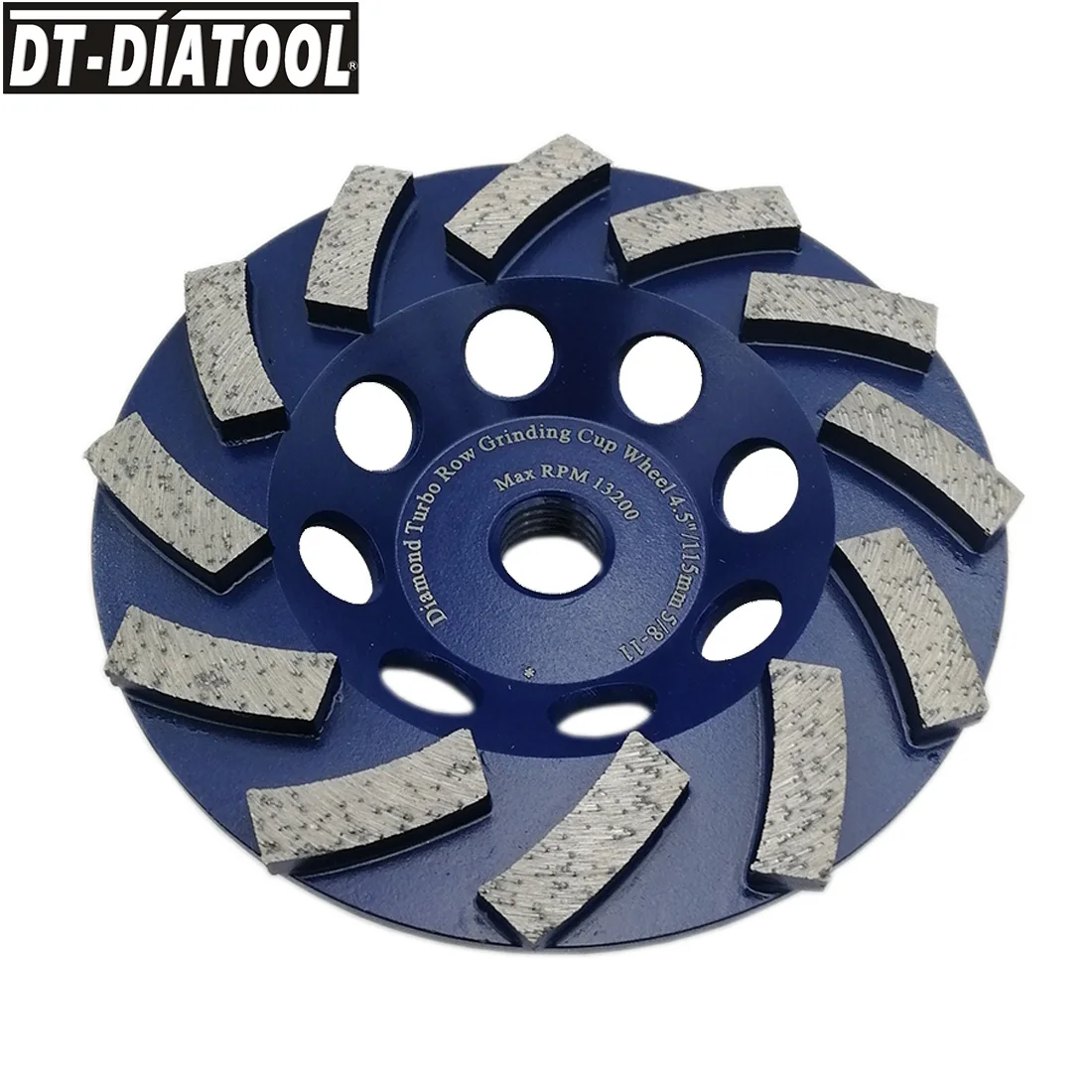 DT-DIATOOL 1pc 5/8-11 Dia 115mm/4.5inch Diamond Gesegmenteerde Turbo Rij Cup Slijpschijf Voor beton Harde Steen Graniet Marmer