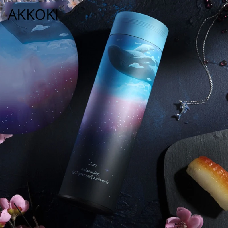 

AKKOKI 500ml Thermos Bottle 304 Stainless Steel Vacuum Flask Insulated with Infuser Thermos for Tea Thermocup Travel Coffee Mug