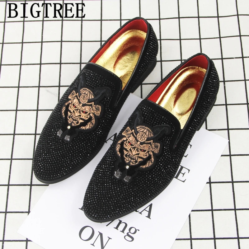 Rhinestone Loafers Coiffeur Party Shoes For Men Wedding Shoes Men Fashion Mens Dress Shoes Туфли Мужские Zapatos Hombre Boda