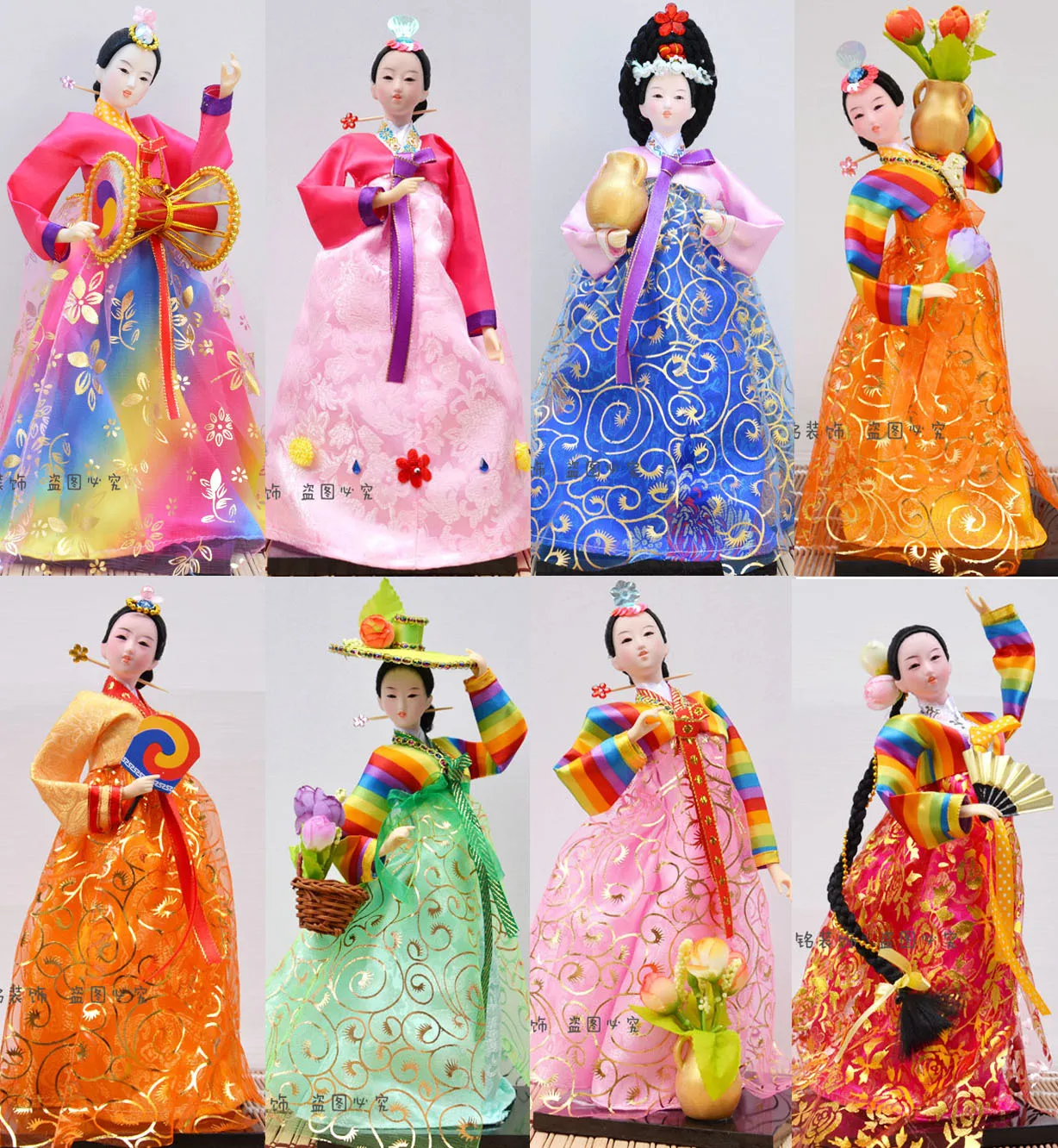 

Korean Lady Silky Folk Craft 32CM Doll Hanbok Girl Handmade Home Hotel Decoration Ornament Gift