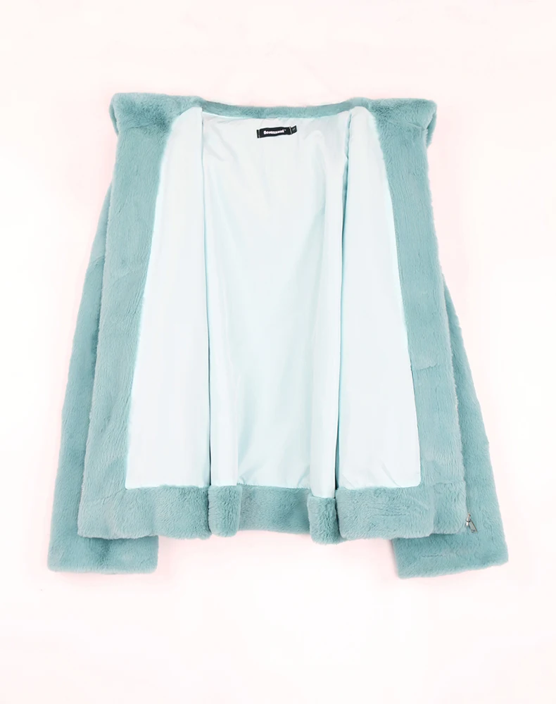 Nerazzurri Spring Fluffy Jacket with Rabbit Ears Raglan Sleeve Zipper Oversize Light Soft Harajuku Kawaii Faux Fur Hoodie 2021
