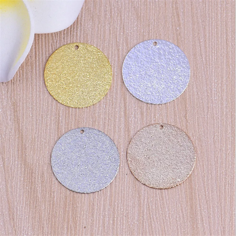Copper plated double glitter sand texture frosted earrings pendant DIY necklace accessories
