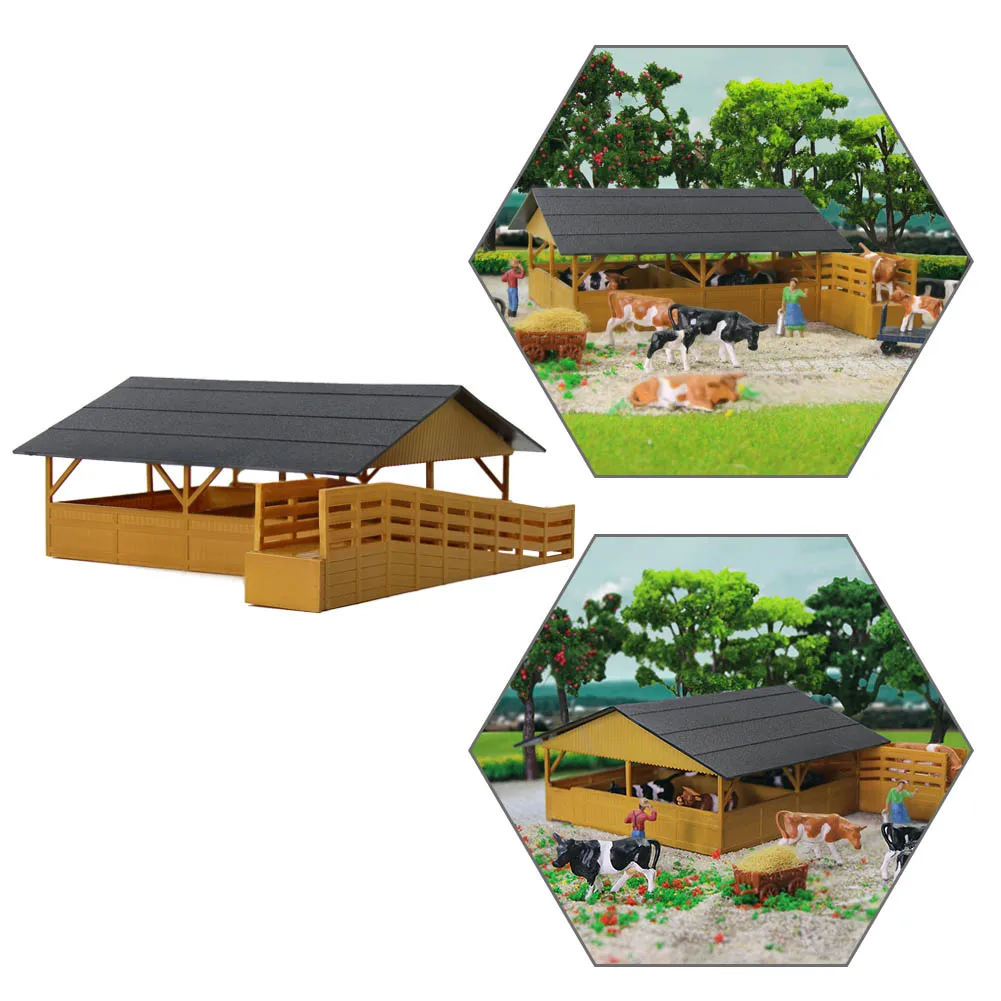 1pc HO Scale Livestock Horses Stable 1:87 Cattle Shed Yellow Buidling Kit for Farm Animals JZ8701Y