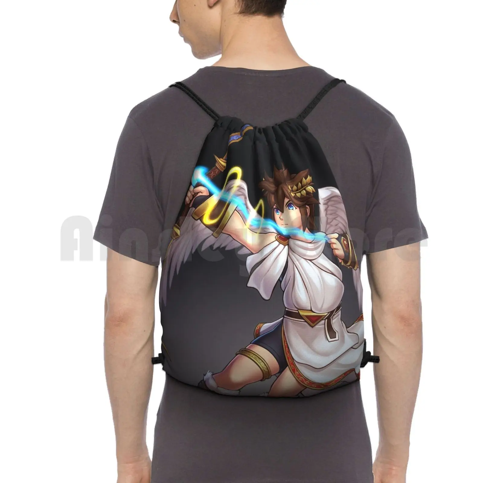 

Рюкзак Pit ( Ultimate) Сумки на шнурке Спортивная сумка Водонепроницаемая Pit Kid Icarus Smash Bros Smash Brothers Anime Uprising