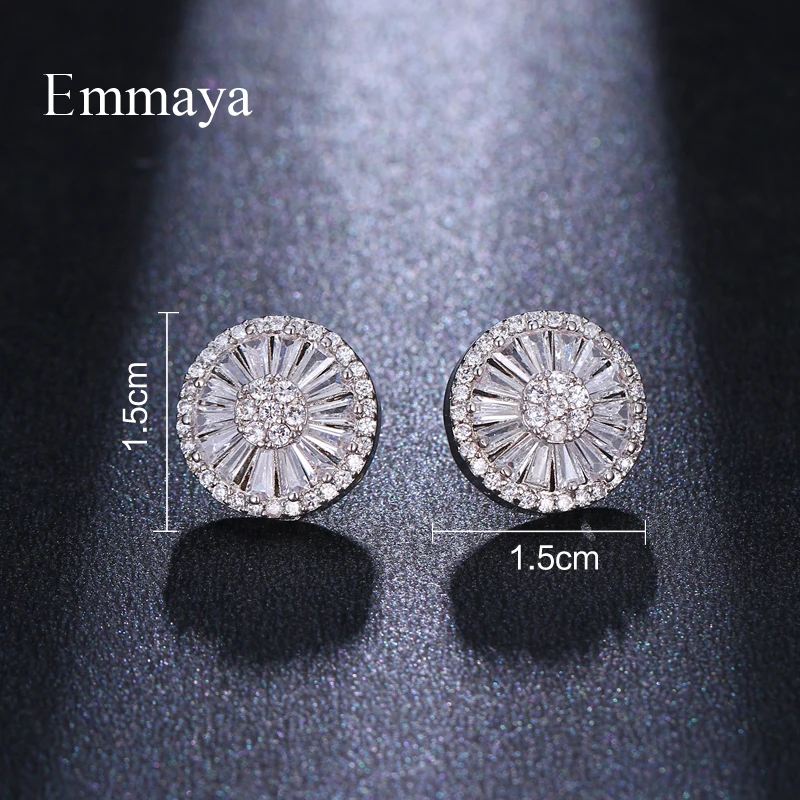 Emmaya Classic Circular Round Shape Outmost With Cubic Zircon And Radial Range Inside For Female Simplicity Model Stud Earring