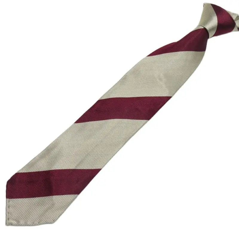 Neck Ties for Men silk wedding designer brand Champagne and Burgundy stripes High end craft manual Crimping production Lightweig