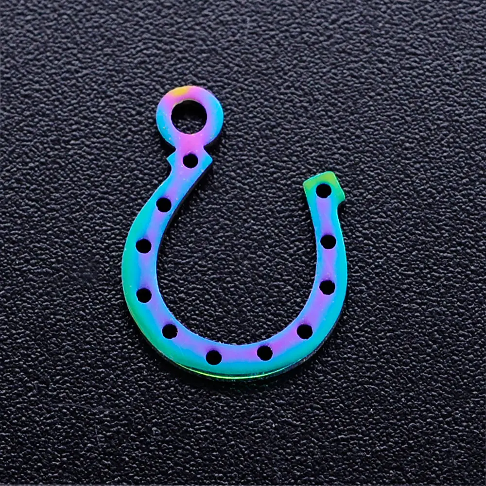 10pcs/lot DIY Flower Stainless Steel Charm Pendant Wholesale Horseshoe Elephant Lucky Jewelry Bracelet Connector Charms