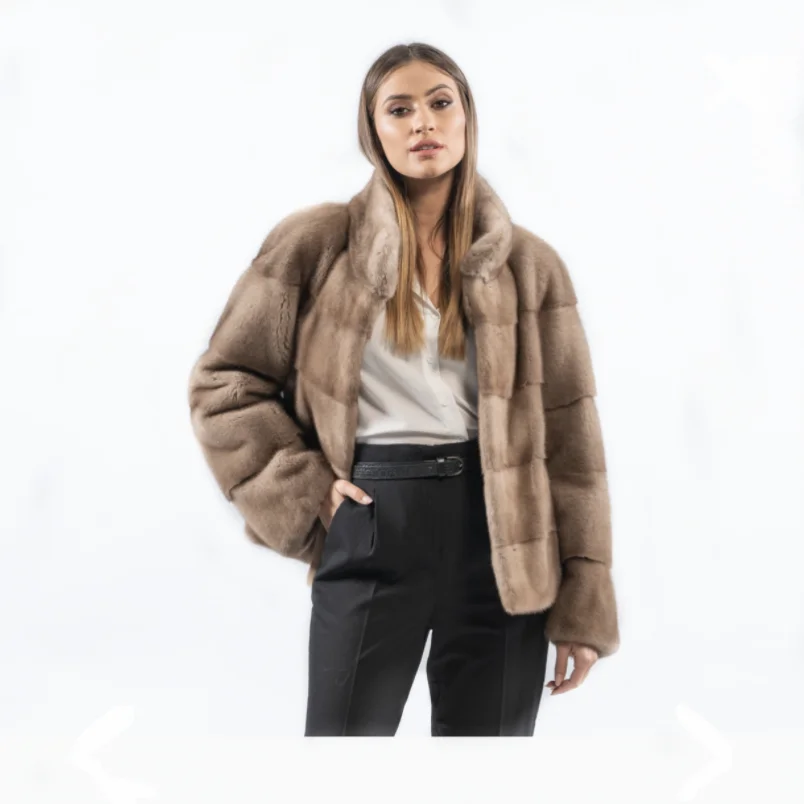 Real Fur Coat for Women, Natural Mink Fur, Short Warm Jacket, Retro Clothes, Winter