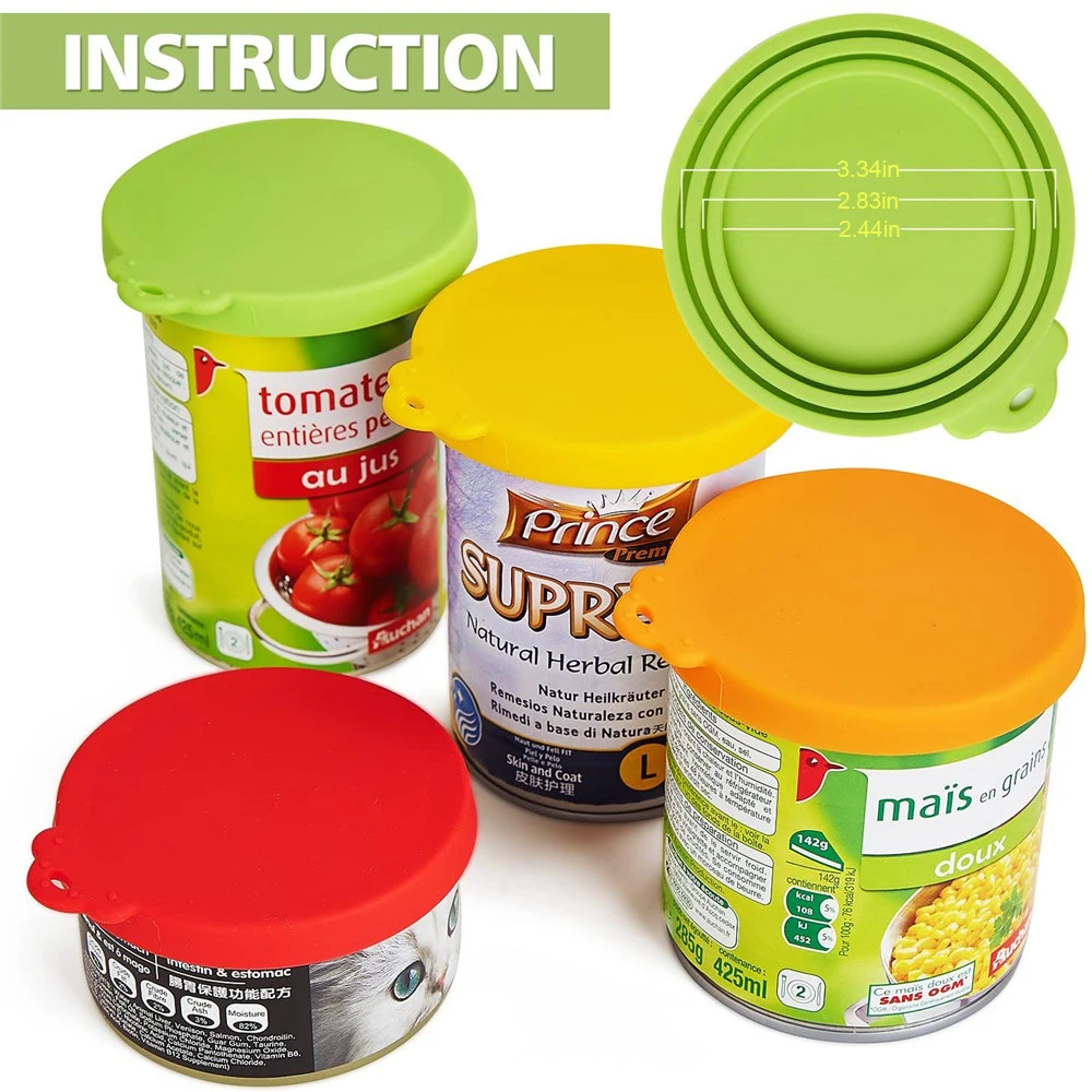 3 In 1 Reusable Food Storage Keep Fresh Tin Cover Cans Cap Pet Can Box Cover Silicone Can Lid Hot Kitchen Supply Mould Proof Hot