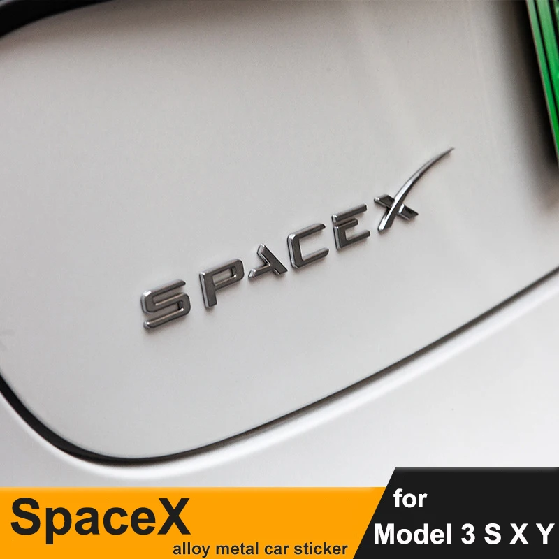 Auto 3D Zinklegering Achter Sticker Spacex Dual Motor Stickers Voor Tesla Model 3 S X Y Pegatinas Decals Accessoires originele Ontwerp