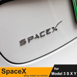 자동차 3D 아연 합금 후면 스티커 SpaceX 듀얼 모터 스티커 테슬라 모델 3 S X Y Pegatinas 데칼 액세서리 원래 디자인